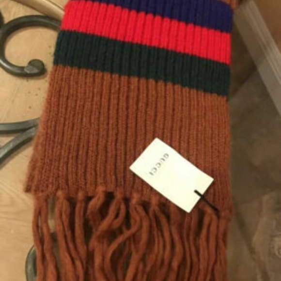 Gucci Crazy Lady Knit Scarf Brown Fringe Scarf - Picture 10 of 12